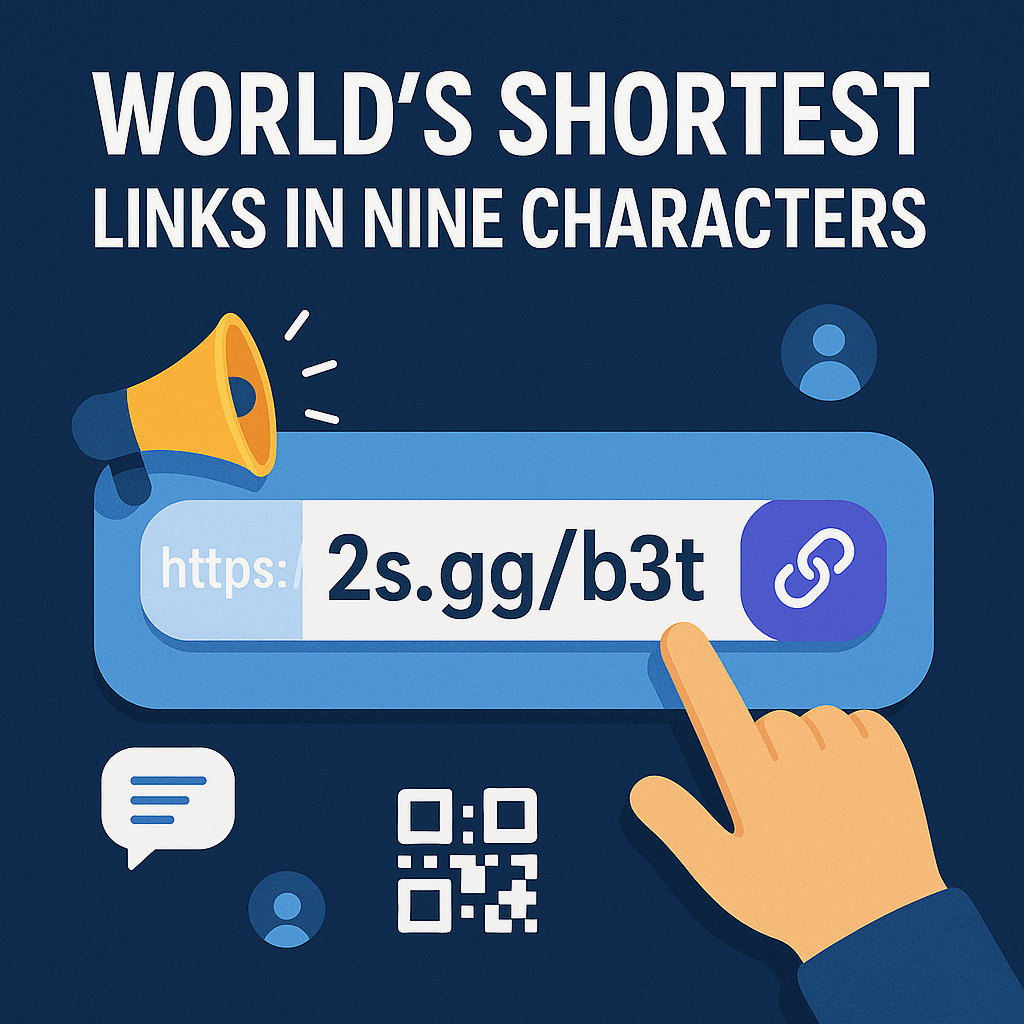 Short URL length comparison featuring 2s.gg and other providers